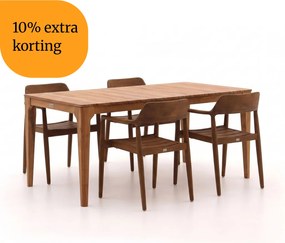 + 10% kassakorting | Diningset Bellagio | 4 personen teakhout | Tuinset stapelbaar | 5-delig | Kees Smit Tuinmeubelen
