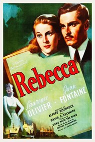 Kunstreproductie Rebecca / Alfred Hitchcock (Retro Cinema / Movie Poster), (26.7 x 40 cm)