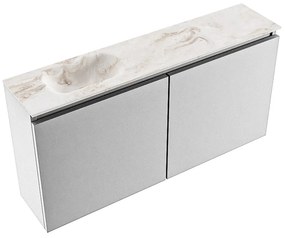 Mondiaz Ture DLux toiletmeubel 100cm plata met wastafel frappe links zonder kraangat