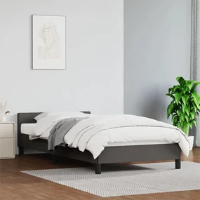 vidaXL Bedframe met hoofdbord kunstleer grijs 90x190 cm