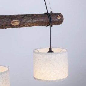 Eettafel / Eetkamer Landelijke hanglamp hout met witte kap 3-lichts - Oriana Klassiek / Antiek, Landelijk E27 rond Binnenverlichting Lamp