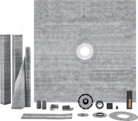 VEVOR Douchedrempelset, 1828 x 1828 mm Douchebakset met 50,8 mm PVC Middenflens, 101,6 mm RVS Rooster, Waterdichte Douchedrempel &amp; Membraan &amp; Strips, Doucheafdichting Past in Badkamer