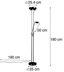 Vloerlamp staal met leeslamp incl. LED en dimmer - Diva 2 Modern rond Binnenverlichting Lamp