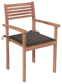 vidaXL Tuinstoelen 4 st met taupe kussens massief teakhout