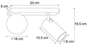 Moderne plafondlamp messing 2-lichts kantelbaar - Lesly Modern G9 bol / globe / rond Binnenverlichting Lamp