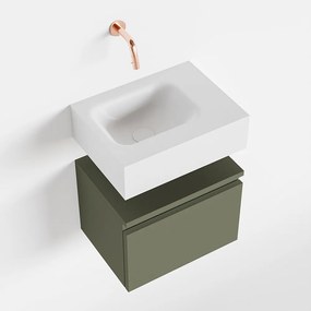 Mondiaz Andor toiletmeubel 40cm army met witte wastafel links zonder kraangat