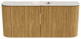 Mondiaz Joya DLux 95cm toiletmeubel ronding links/rechts oak met wastafel faye midden 1 kraangat frappe