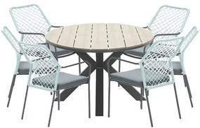 Garden Impressions Ross tuinset 7-delig zacht groen - Tulli tuintafel ovaal 220x115 cm light teak look