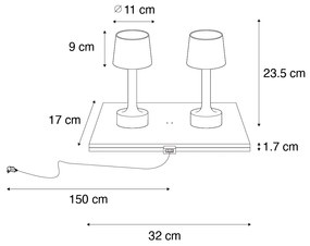 Buitenlamp met dimmer LED Set van 2 tafellamp met dimmeren goud met beige RGBW oplaadbaar - Elise Modern IP54 Buitenverlichting rond Lamp