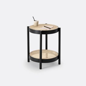 Nachttafel, 2 tafelbladen in rotan, Cedak