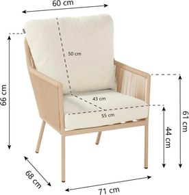 Tuinset Ronde Tuintafel 4 personen 120 cm Rope Taupe  Hartman Zaragoza/Zaragoza
