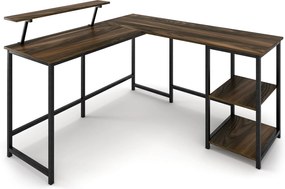 Nancy's Sunnyvale Bureau - Bureaus - Hoekbureau - L-Vormig - Industrieel - Zwart/Bruin - 145 x 140 x 75 cm