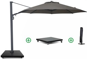 Zweefparasol  3.5m S2 Excellent (incl. voet + hoes) Taupe-naturel-bruin Camello Luna