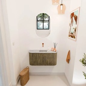 Mondiaz Joya DLux 85cm toiletmeubel ronding links/rechts dusk met wastafel faye midden zonder kraangat glace