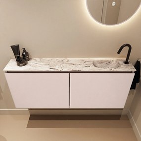 Mondiaz Ture DLux toiletmeubel 120cm rosee met wastafel glace rechts met kraangat