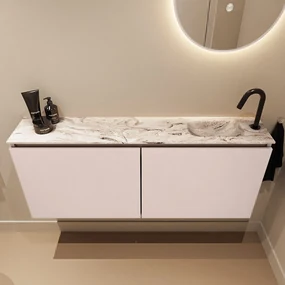 Mondiaz Ture DLux toiletmeubel 120cm rosee met wastafel glace rechts met kraangat