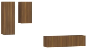 vidaXL 4-delige Tv-meubelset bewerkt hout bruineikenkleurig