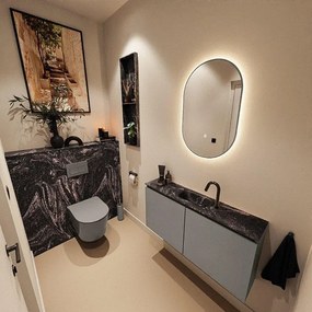 MONDIAZ TURE-DLUX 100cm toiletmeubel Smoke. EDEN wastafel Lava positie midden. Met 1 kraangat. TUREDX100SMOM1LAV