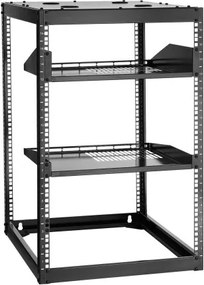VEVOR 16U open frame netwerkrack, 585 mm diep, wandmontage of staande serverrack, 4-post rack met geventileerde planken en bevestigingsmateriaal, voor netwerk-IT-apparatuur en AV-apparatuur