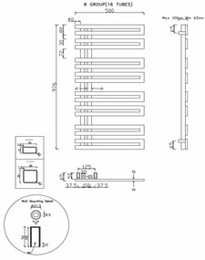 Sapho Volga radiator roestvrij staal 50x98cm 265W