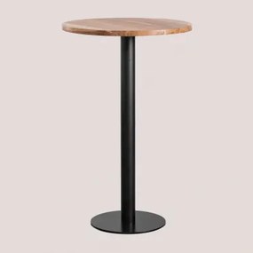 Ronde Hoge Bartafel Van Macchiato Acaciahout Ø70 Cm & Zwart - Sklum
