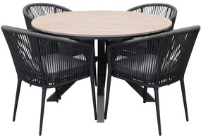 Quincy Lissabon dining tuinset 120xH75 cm rond 5 delig polywood