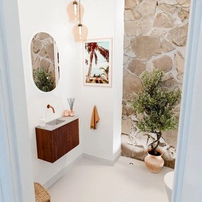 Mondiaz Joya DLux 60cm toiletmeubel ronding rechts ruby met wastafel faye links zonder kraangat glace
