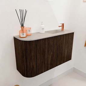 Mondiaz Joya DLux 70cm toiletmeubel ronding links walnut met wastafel faye rechts 1 kraangat opalo