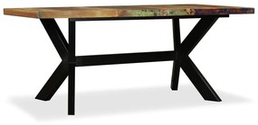 vidaXL Eettafel 180 cm massief gerecycled hout en stalen kruis