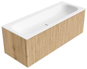 Mondiaz Kurve 120cm badmeubel oak met 1 lade en wastafel big large midden 1 kraangat
