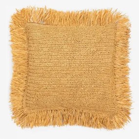 Vierkant Kussen 45x45 Cm Van Gevlochten Raffia Doncka Natuurlijk - Sklum