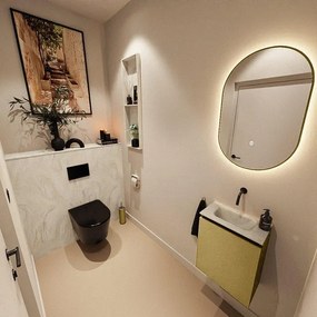 MONDIAZ TURE-DLUX 40cm toiletmeubel Oro. EDEN wastafel Ostra positie midden. Zonder kraangat. TUREDX40OROM0OST