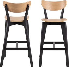 ROXY Natuurlijk Eiken / Zwart Onderstel – HOUTEN BARSTOEL VOOR KEUKEN, WOONKAMER EN RESTAURANT IN RETROSTIJL