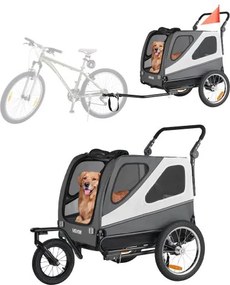 VEVOR Hondenkar, tot 45 kg, 2-in-1 Fietskar voor Kleine &amp; Grote Honden, Opvouwbaar Frame met Snelspanwiel, Universele Fietskoppeling, Inclusief Vlag, Interne Lijn, 1390 x 770 x 845 mm