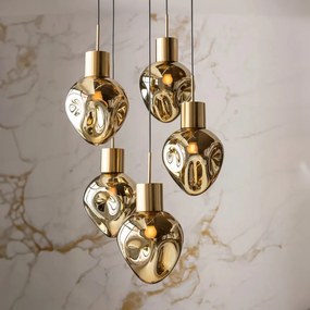 Trapse Hanglamp Gedeukt Glas Goud