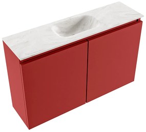 Mondiaz Ture DLux toiletmeubel 80cm fire met wastafel ostra midden zonder kraangat