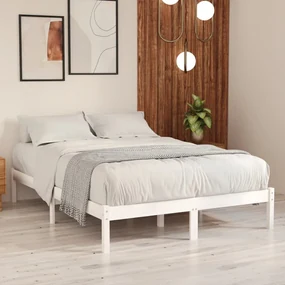 vidaXL Bedframe massief grenenhout wit 140x200 cm