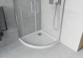 Mexen Rio halfronde douchecabine 80 x 80 cm, transparant, chroom + Flat douchebak, wit - 863-080-080-01-00-4110