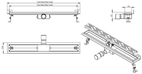 Mueller Luxa RVS douchegoot 80x7cm met muurflens