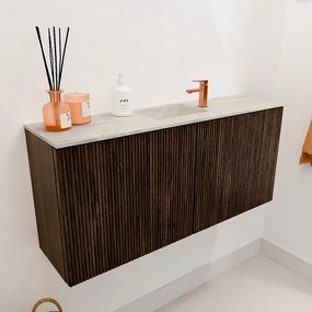 Mondiaz Joya DLux 90cm toiletmeubel walnut met wastafel faye midden 1 kraangat ostra