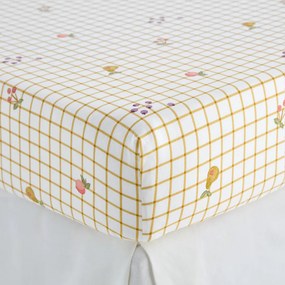 Hoeslaken voor kinderbed, 50% gerecycled katoen, omslag van 25 cm, fruitprint, LILAS