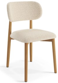 AVLO Crème (stof Monza 90)/gelakt eiken frame – HOUTEN BOUCLÉSTOEL VOOR WOONKAMER, EETKAMER, KEUKEN RETRO