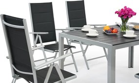 Aluminium tuinset met polywood Verona voor 6 personen Garden Point zwart-grijs