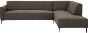 Goossens Key West bruin, stof, 3-zits, modern design met ligelement rechts