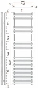 Sanicare design radiator Tube-On-Tube 180 x 60 cm. chroom