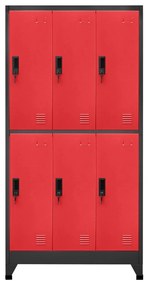 vidaXL Lockerkast 90x45x180 cm staal antracietkleurig en rood