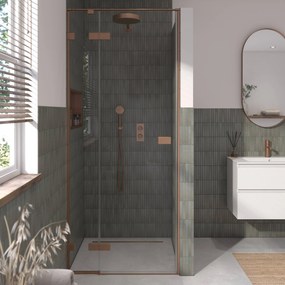 Saqu Parro Douchedeur 90x210 cm Geborsteld Koper Helder Glas