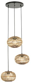 Oosterse hanglamp bamboe 3-lichts rond - Amira