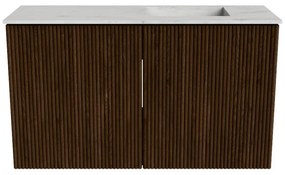 Mondiaz Joya DLux 70cm toiletmeubel walnut met wastafel faye rechts 1 kraangat opalo