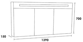 Sanituba Spiegelkast Double Face 140cm Antraciet eiken